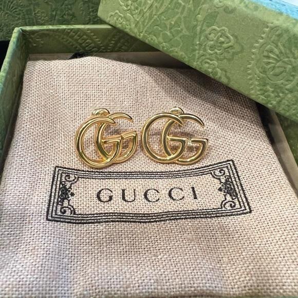 Gucci GG Gold Tone Earrings w/Box and Dust bag (GGXX028) - Picture 3 of 6